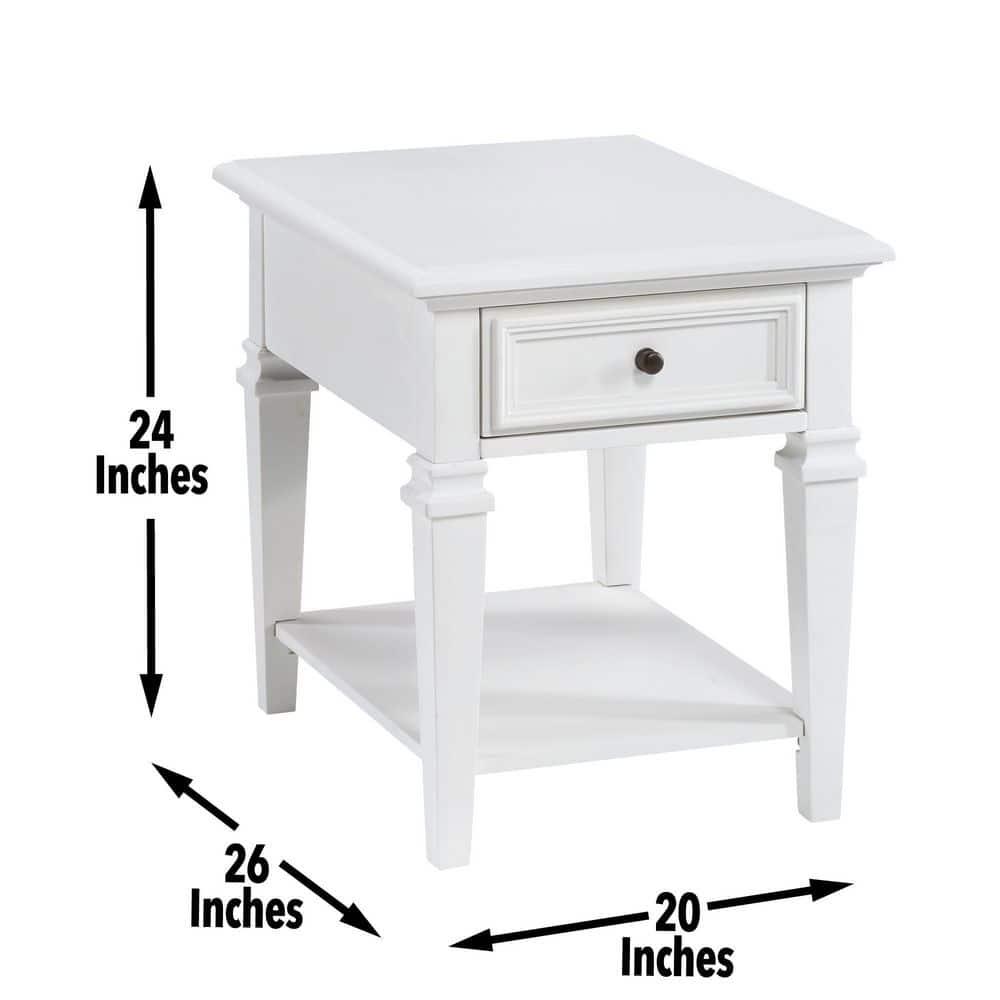 Charlestown End Table White - Steve Silver Co.: Farmhouse Style, Storage Shelf, Cottage Accent Table
