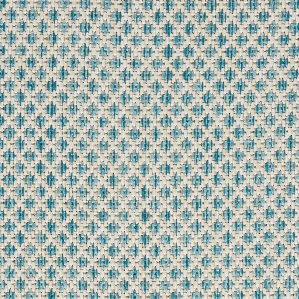 Nourison 2'2" x 8' Courtyard Modern Easy Care Flatweave Indoor Outdoor Runner Rug Ivory/Aqua