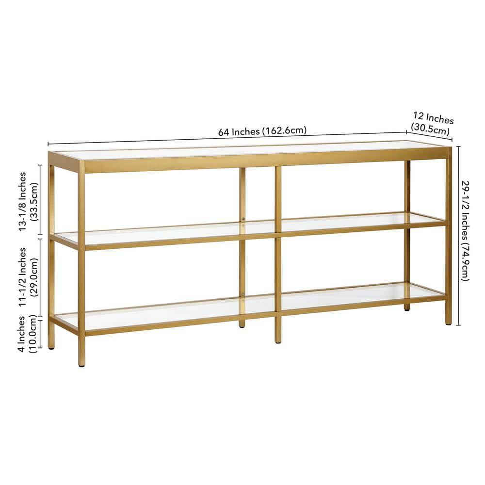 Evelyn&Zoe Alexis 64" Wide Rectangular Console Table, Brass