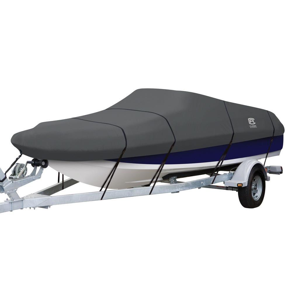 Classic Accessories StormPro™ Heavy Duty Boat Cover with Support Pole, Fits Boats 22' - 24' L x 116" W, Trailerable Boat Cover, Model F, Charcoal