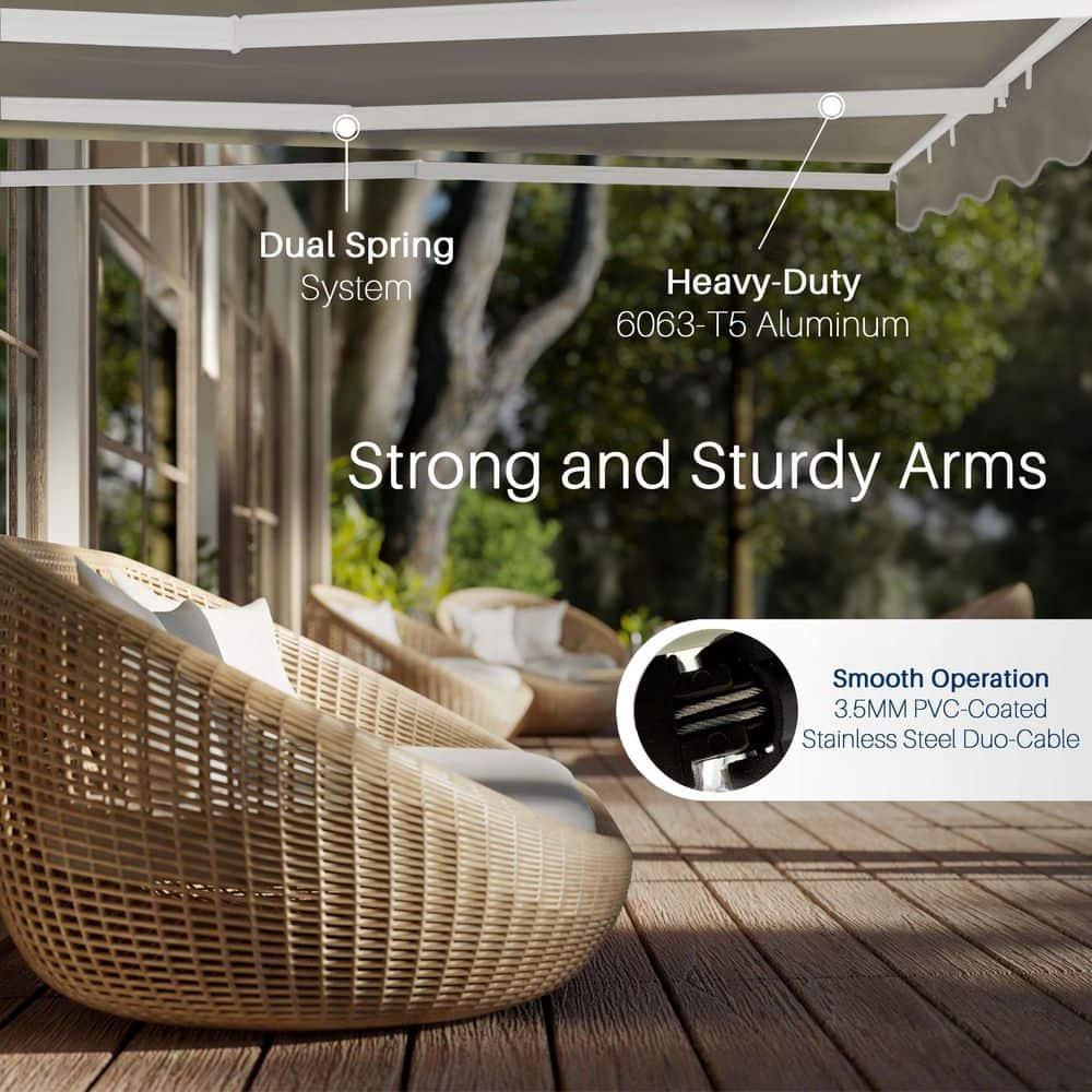 Motorized Retractable White Frame Patio Awning