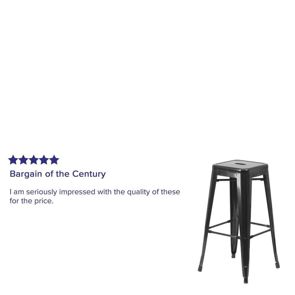 Flash Furniture Commercial Grade 30" High Backless Black Metal Indoor-Outdoor Barstool with Square Seat