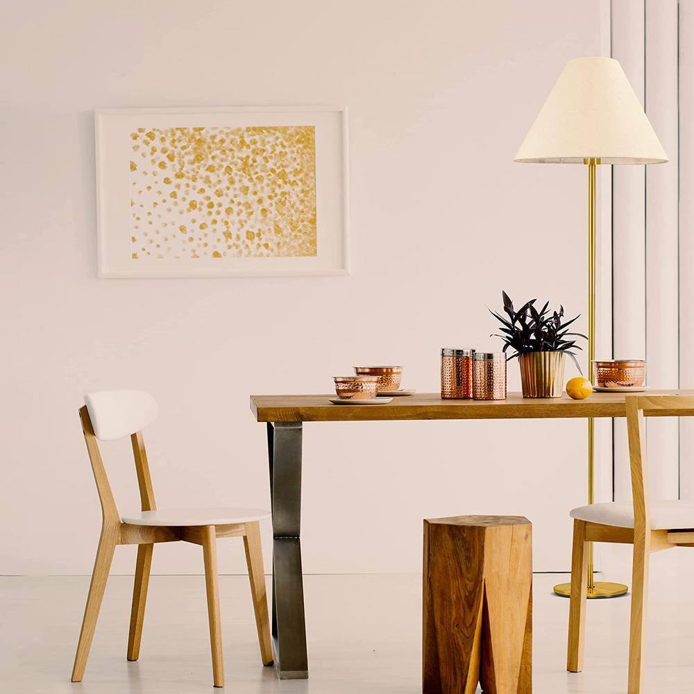 Brightech Mika – Free Standing Classic Floor Lamp – Elegant Tall Pole Lamp for Living Room or Bedroom – Mid-Century Modern Stand Up Lamp with A-Line Open Shade and LED Bulb – Gold/Antique Brass