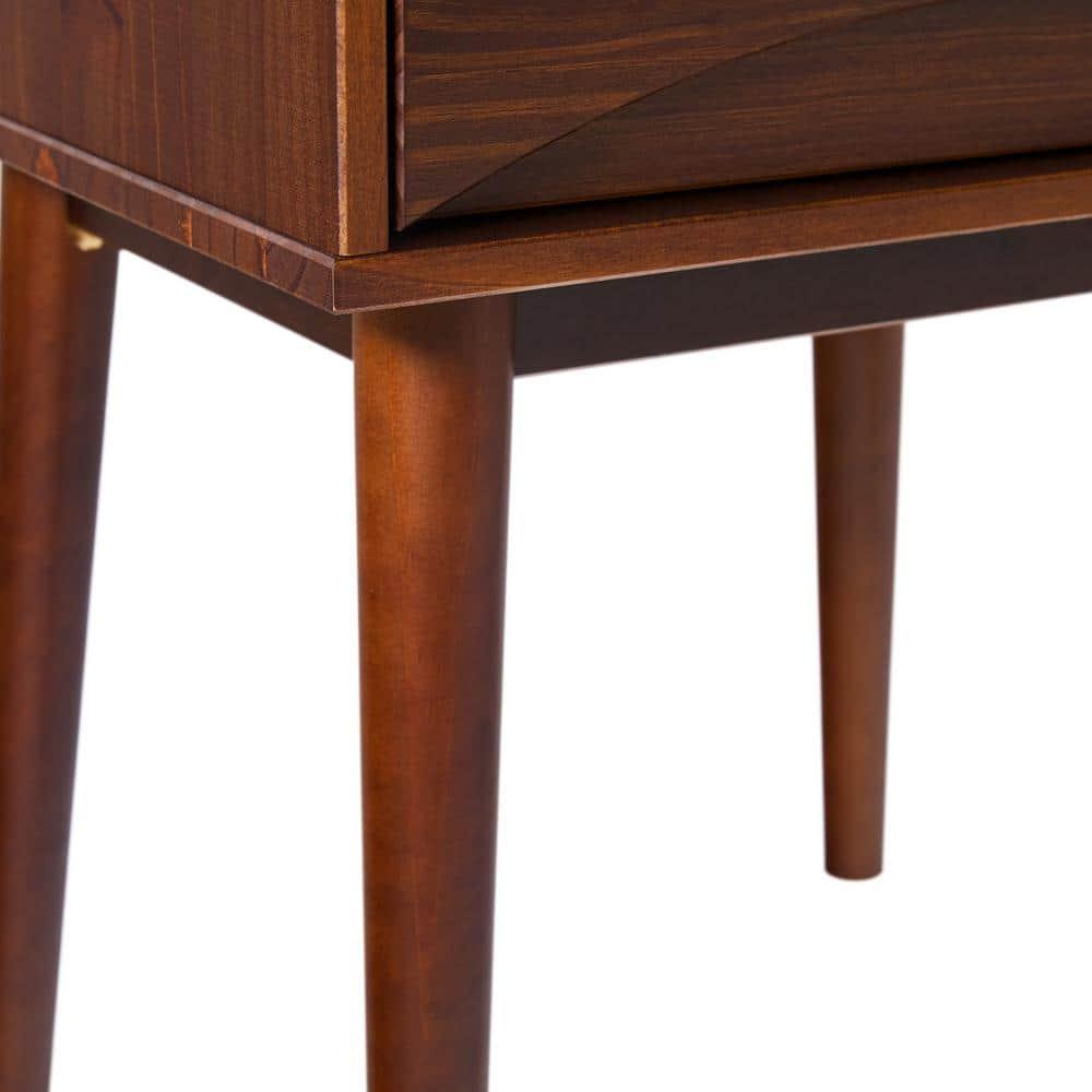 George Oliver Mid-Century Modern 1-Drawer Solid Wood Nightstand – Walnut