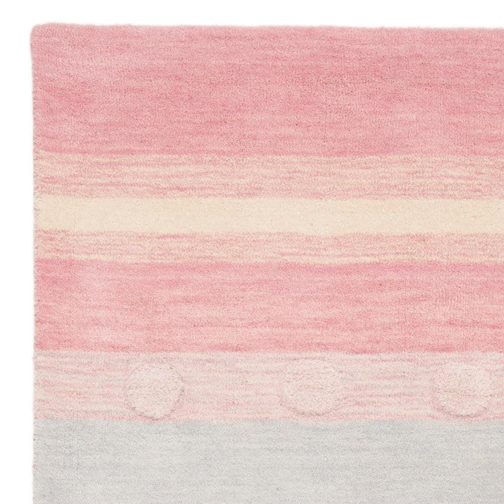 SAFAVIEH Kids Jayde Geometric Striped Wool Area Rug, Light Blue/Pink, 6' x 9'