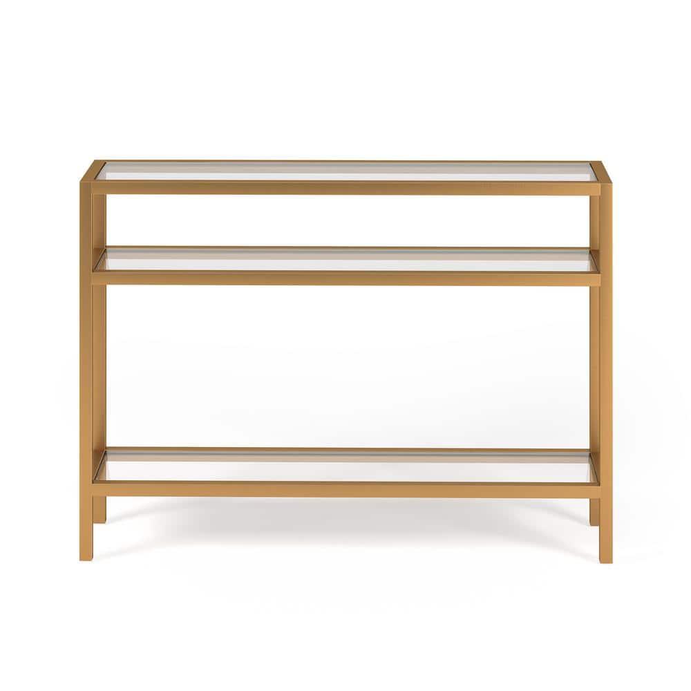 Evelyn&Zoe Sivil 42" Wide Rectangular Console Table, Brass