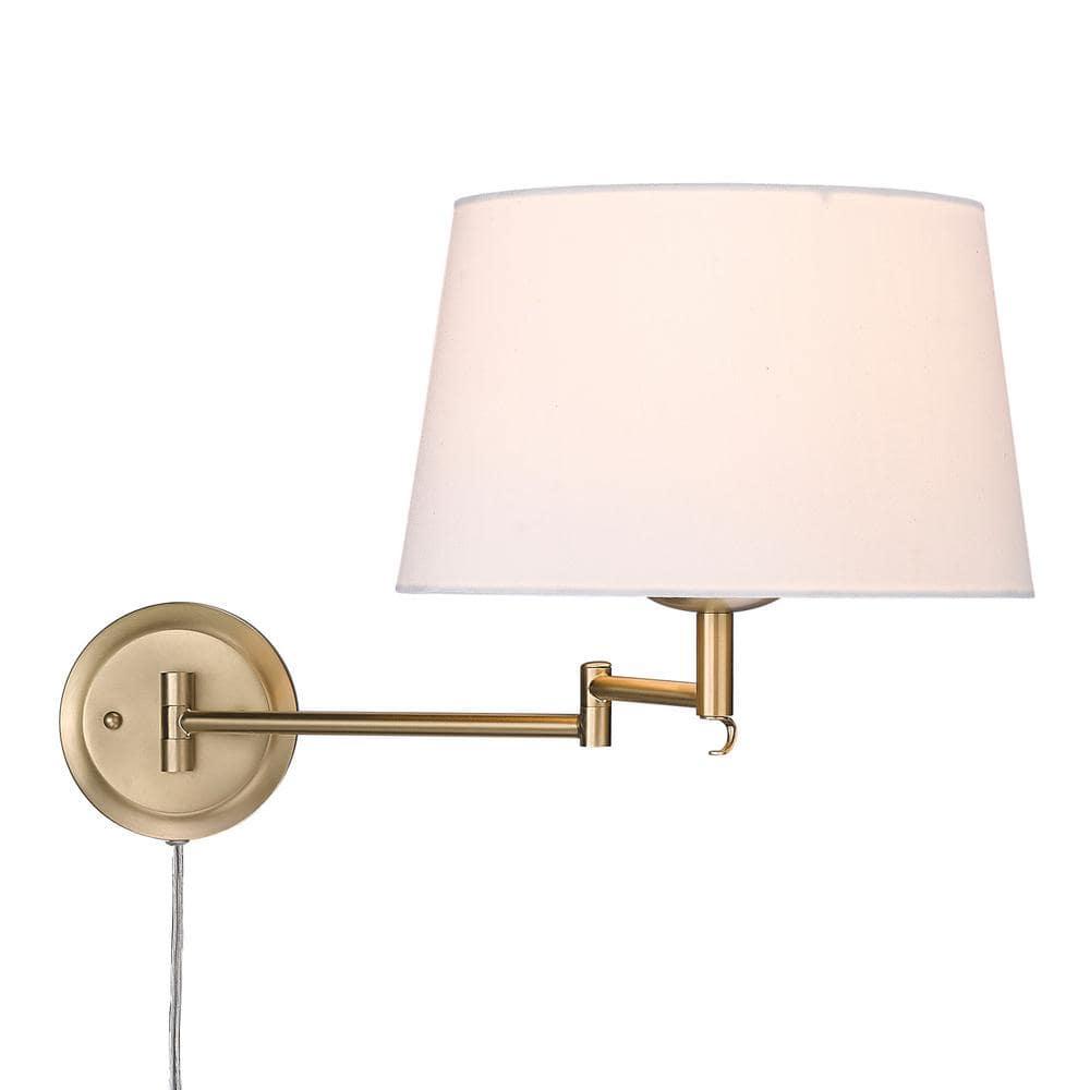 Golden Lighting Eleanor 1-Light Swing Arm in Brushed Champagne Bronze with Modern White