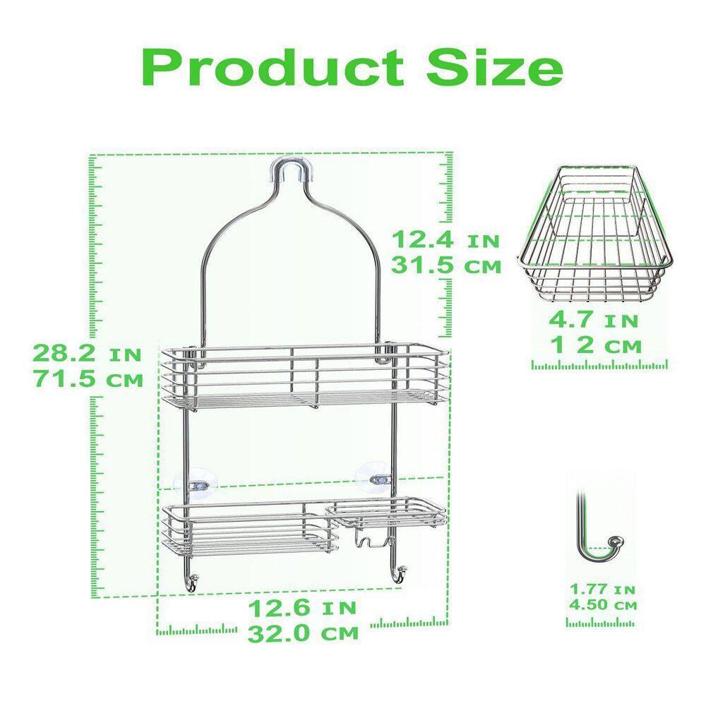 SMARTAKE Hanging Shower Head Caddy, Rustproof Bathroom Shower Room Shelf Organizer, SUS201 Stainless Steel Over The Shower Storage Rack, for Toilet, Silver