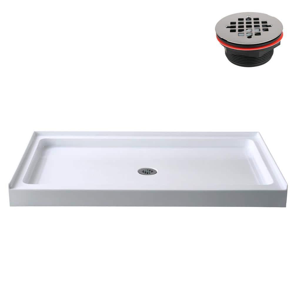 Streamline Bath Streamline 60 in. x 32 in. Alcove Acrylic Shower Base With Center Drain, Drain Included GB-516-68