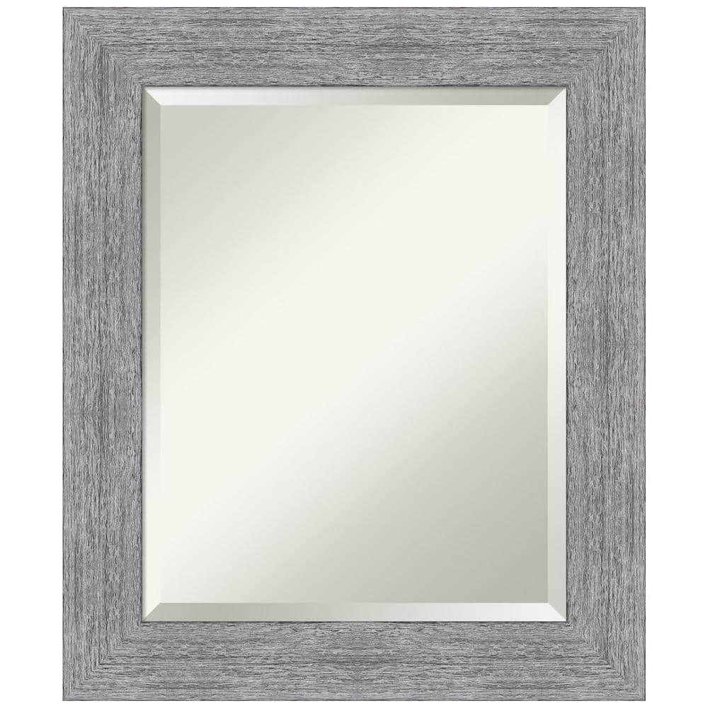 21" x 25" Bark Rustic Framed Wall Mirror Gray - Amanti Art