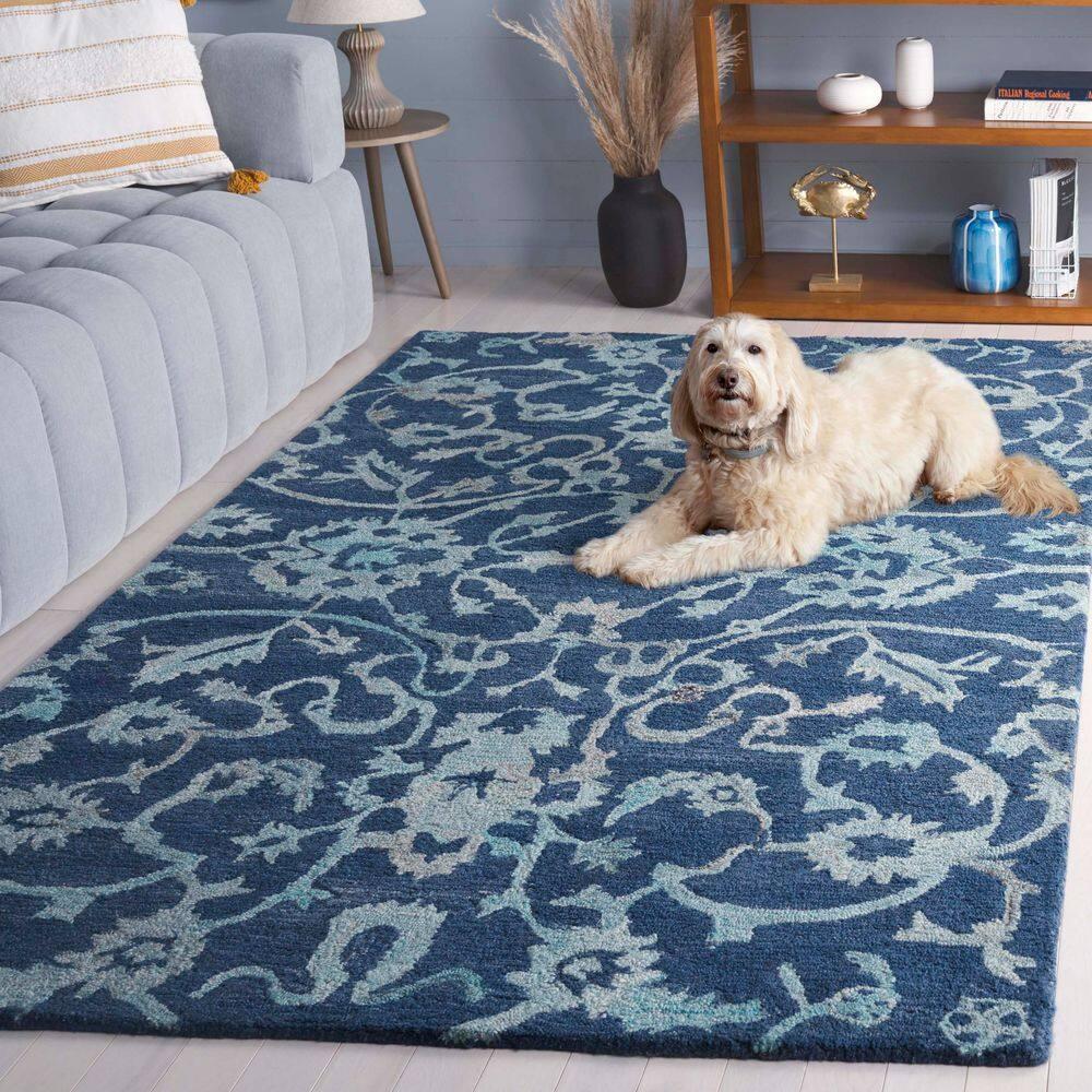 Anatolia AN401 Handmade Tufted Area Rug - Navy - 5' X 8' - Safavieh