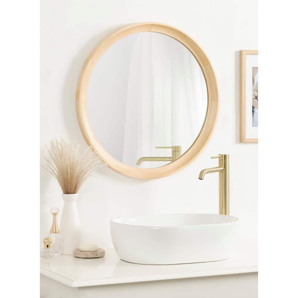 Kate and Laurel Hatherleig Round Wood Round Mirror, 24" Diameter, Natural