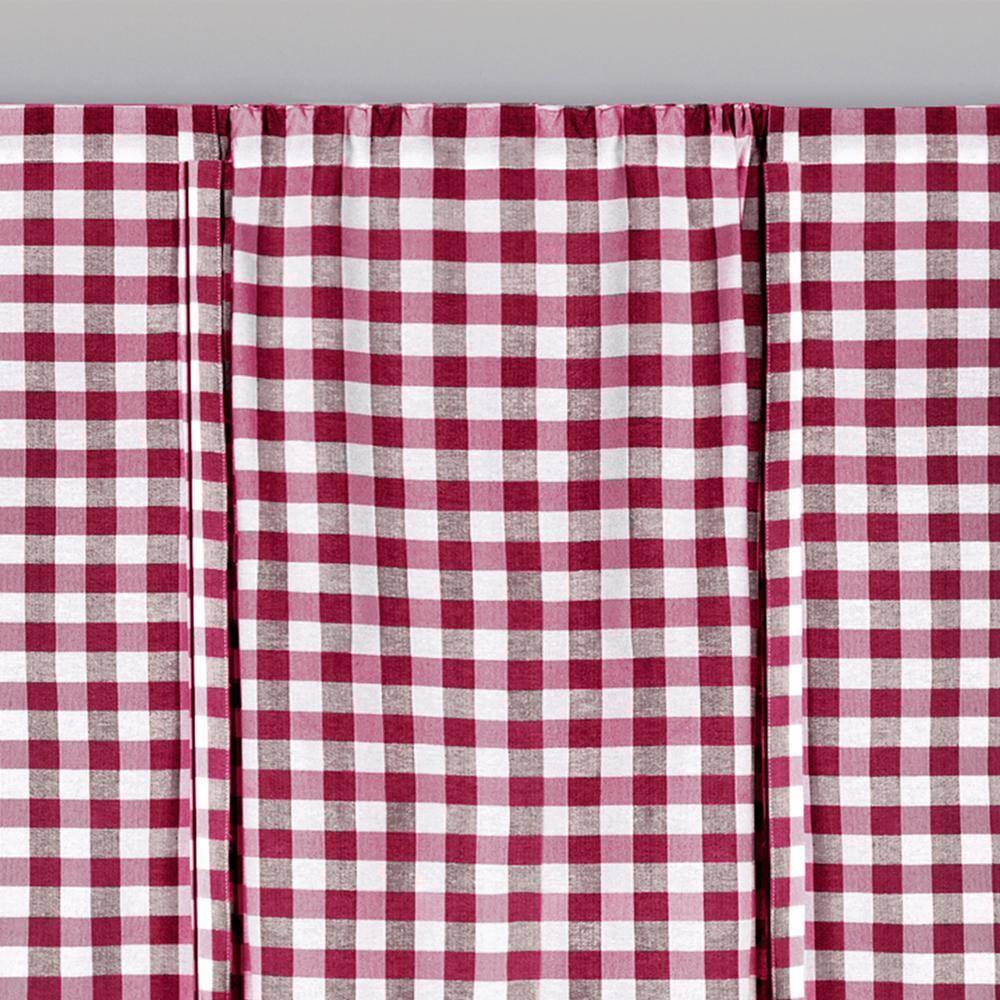 Buffalo Check Plaid Gingham Tie-Up Window Single Curtain, 42" x 63", Burgundy