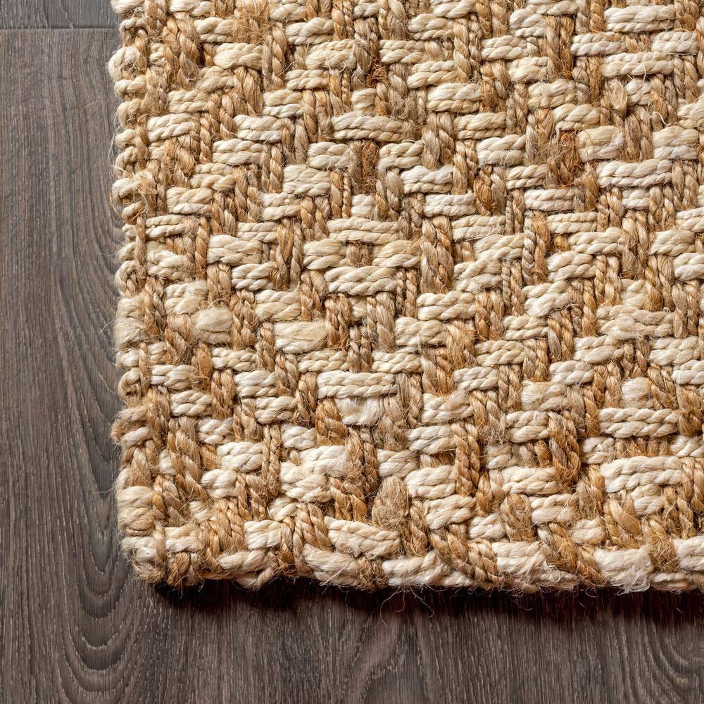 3'x5' Hira Hand Woven Diamond Chunky Jute Area Rug, Natural  - JONATHAN Y