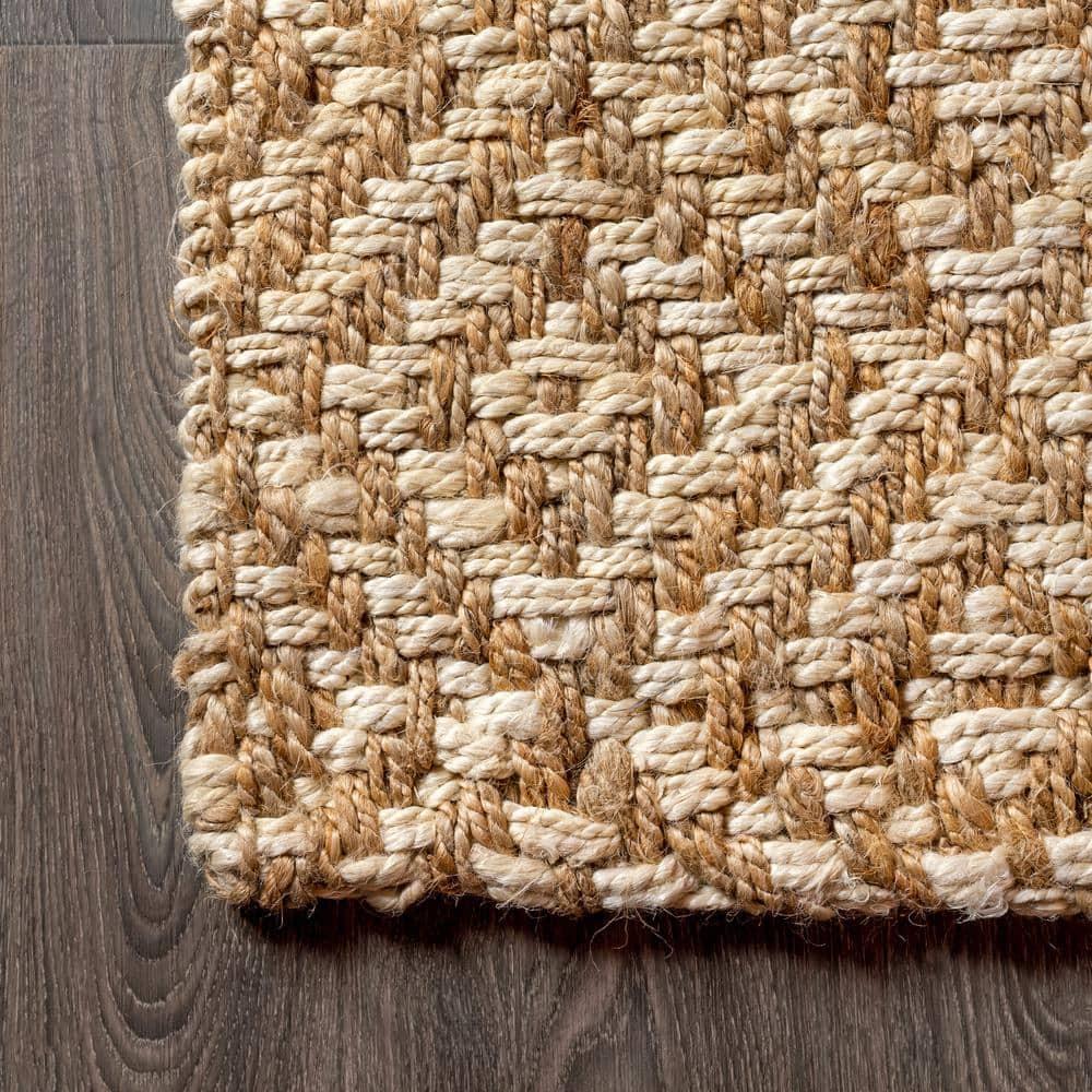 8'x10' Hira Hand Woven Diamond Chunky Jute Area Rug, Natural  - JONATHAN Y