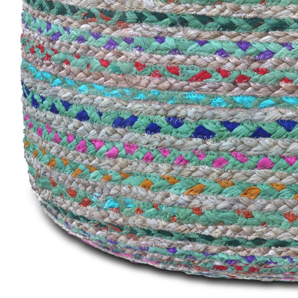 Simpli Home Margo 20"W Cotton and Jute Boho-style Pouf