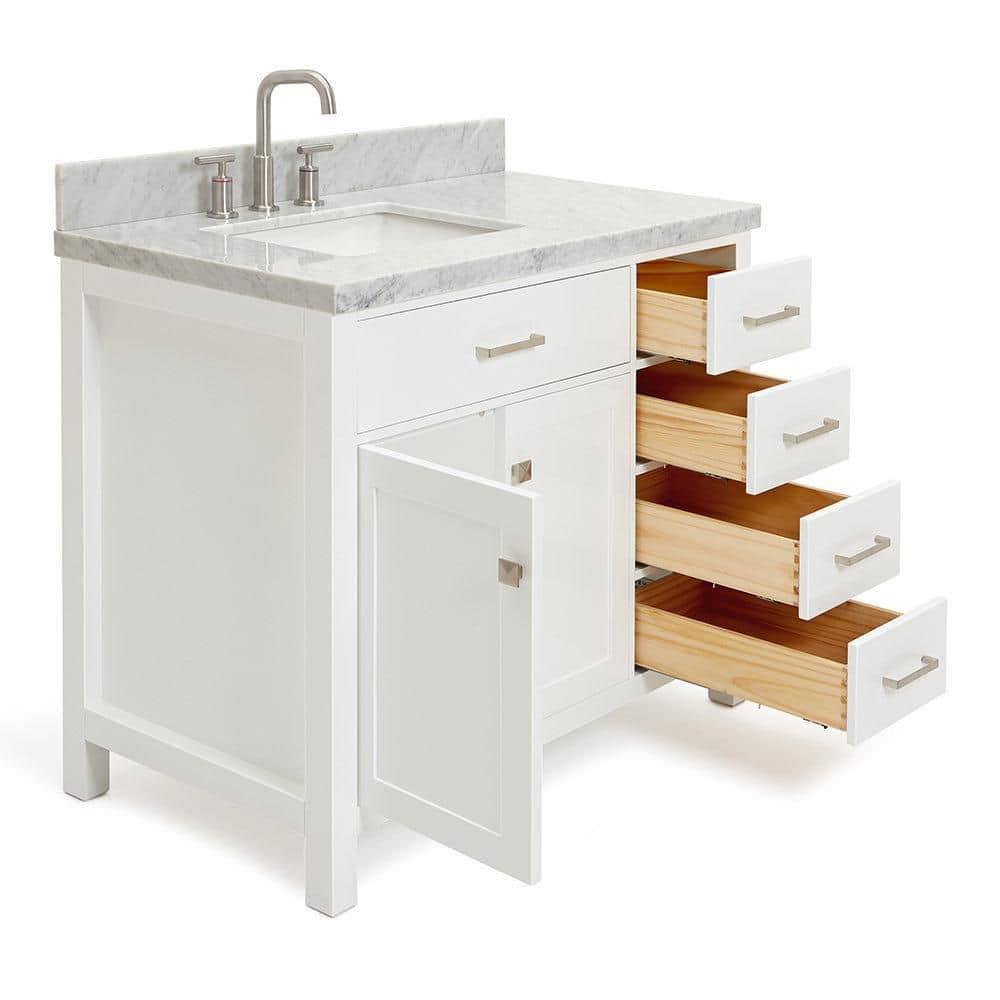 Ariel H036slcqrvo Bristol 36" Free Standing Single Basin Vanity Set - White