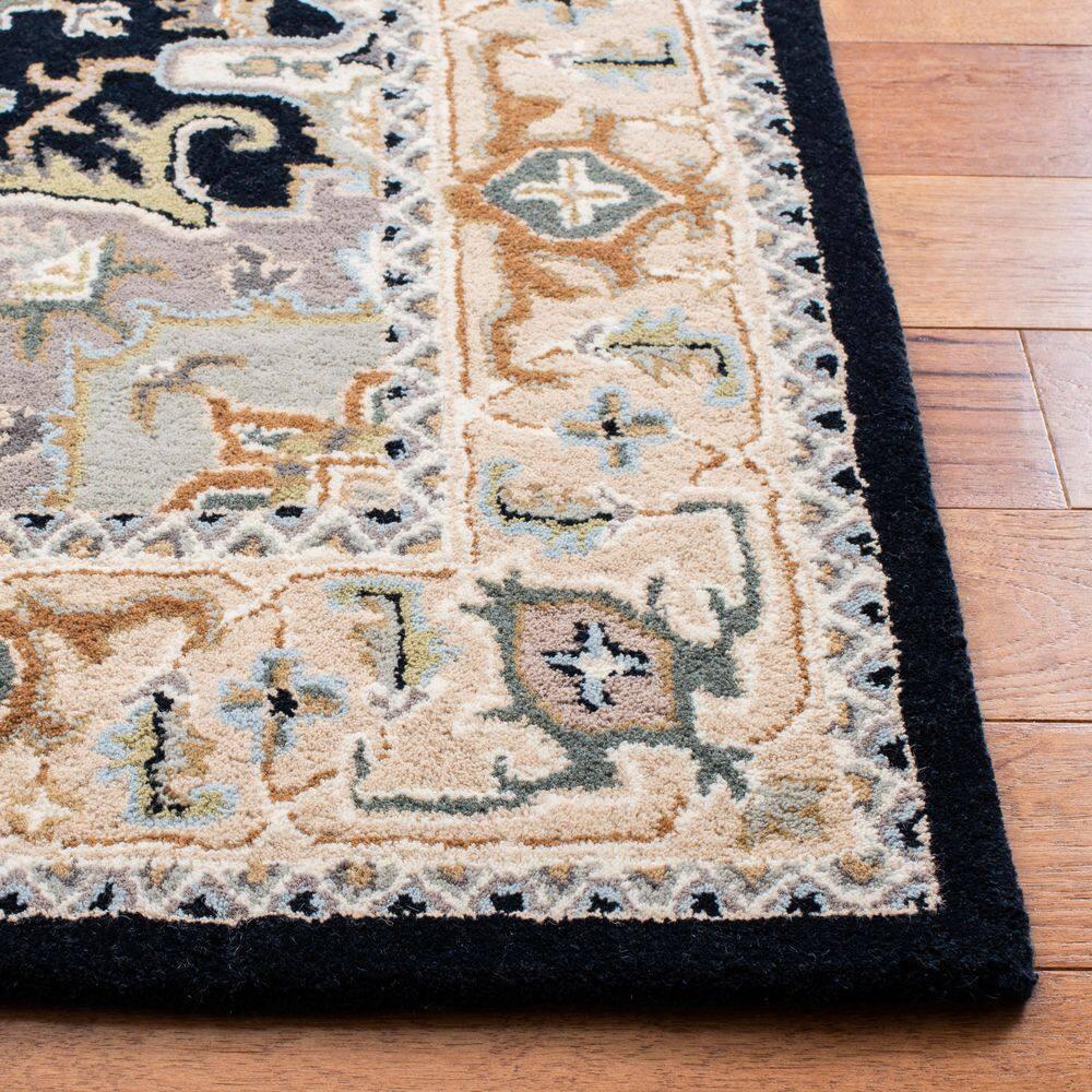 Heritage HG625 Handmade Area Rug - 5'x8' - Beige/Navy - Safavieh