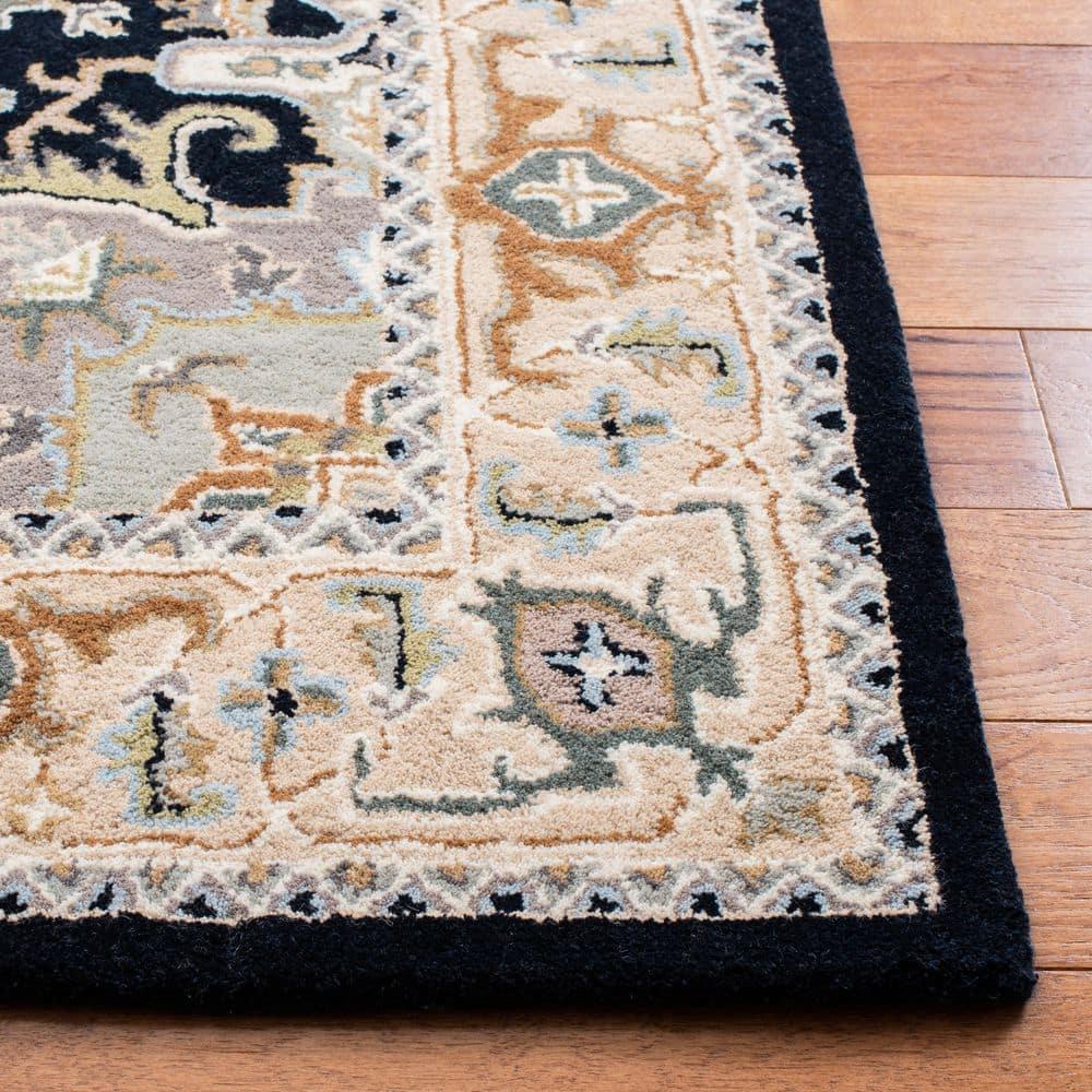 SAFAVIEH Heritage York Oriental Wool Area Rug, Beige/Navy, 8' x 8' Square