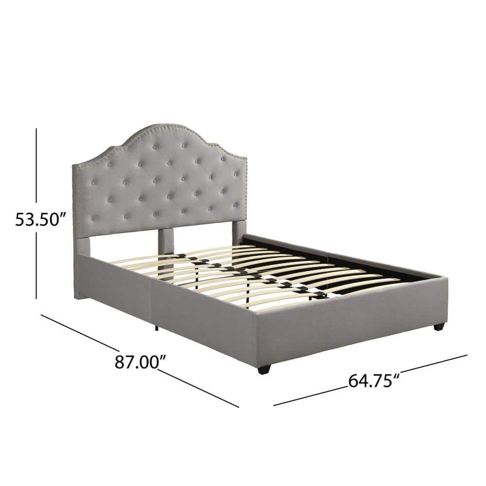 87" Ash Gray Contemporary Handcrafted Queen Size Bed Frame