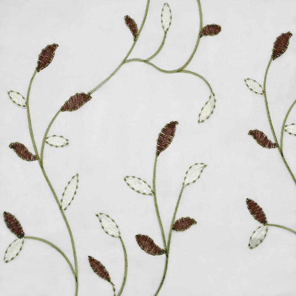 Grommet Curtain Panel, Embroidered Sheer Extra-Wide, Brown 54" x 84"
