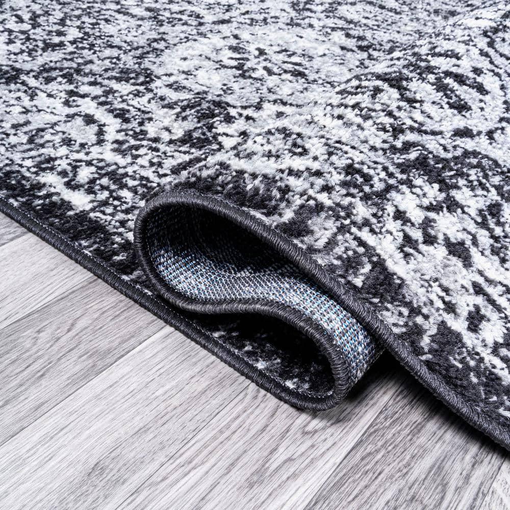 3' x 5' Modern Persian Boho Vintage Trellis Area Rug, Black/Ivory - JONATHAN Y
