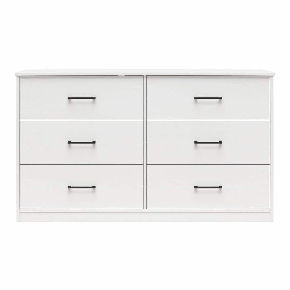 Ameriwood Home BrEZ Build Collection Pearce Wide 6 Drawer Dresser, White