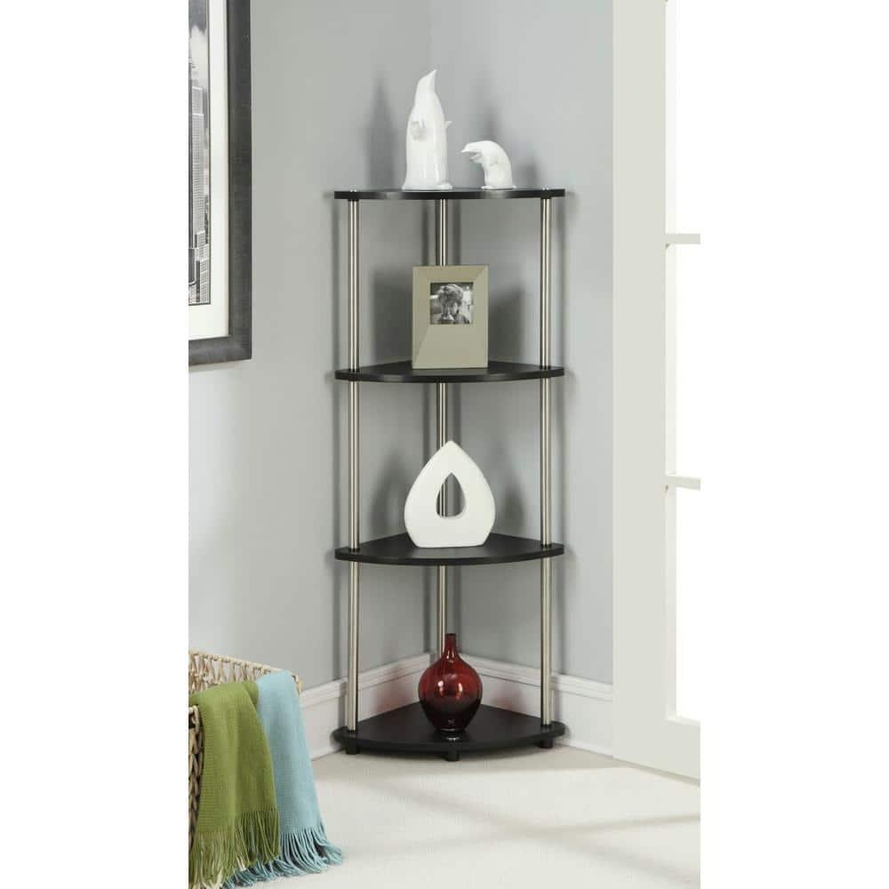 Convenience Concepts Designs2Go 4-Tier Corner Shelf in Black Wood Finish