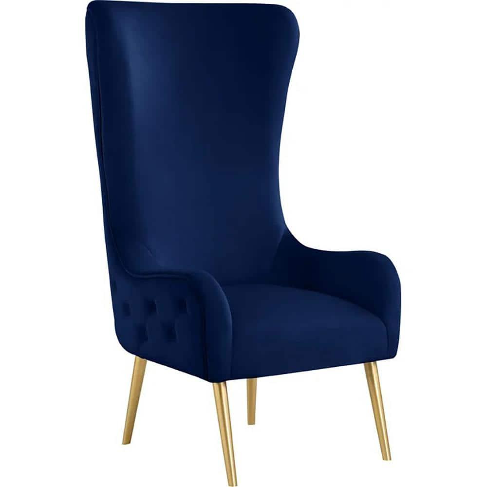 Venetian Navy Tufted Velvet High Back Arm Chair