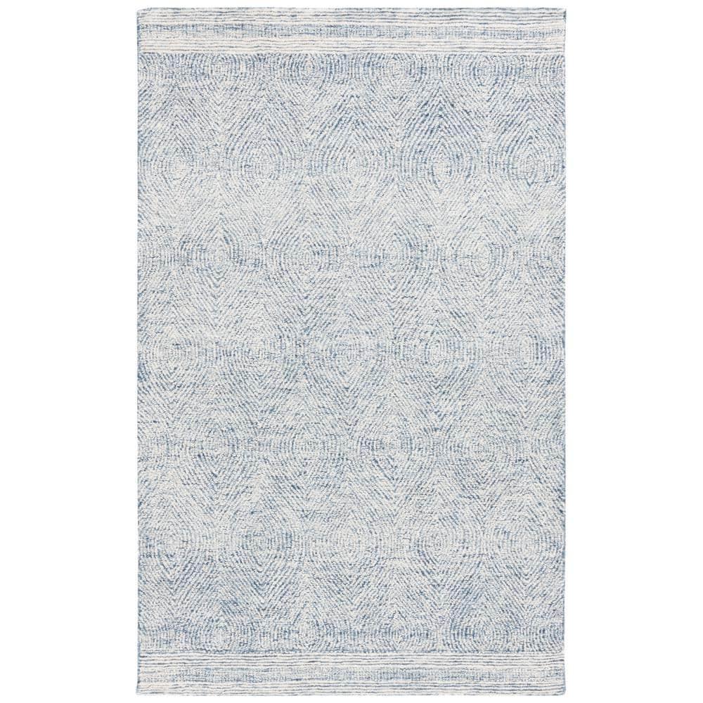 SAFAVIEH Abstract Caelestinus Ogee Wool Area Rug, Ivory/Navy, 5' x 8'