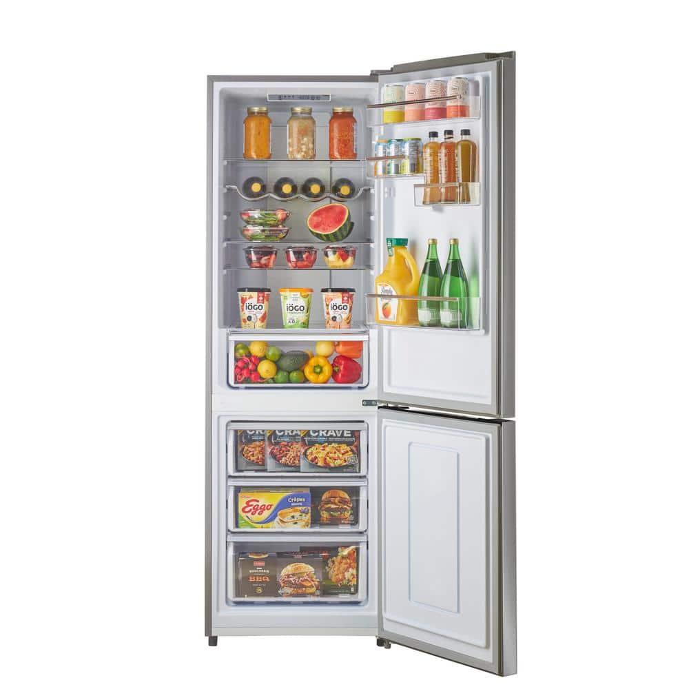 Unique Prestige 21.6" Frost Free 11.7 cu/ft Freestanding Bottom Freezer Refrigerator in Stainless Steel, ENERGY STAR Certified