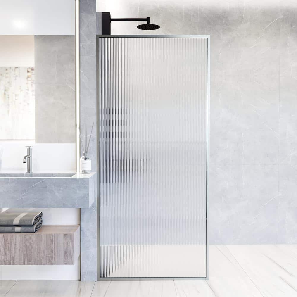 Meridian 34" W x 74" H Fixed Framed Shower Screen with 3/8" Glass