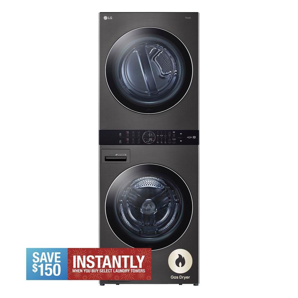 LG Single Unit Front Load WashTower with Center Control 4.5 cu. ft. Washer and 7.4 cu. ft. Gas Dryer