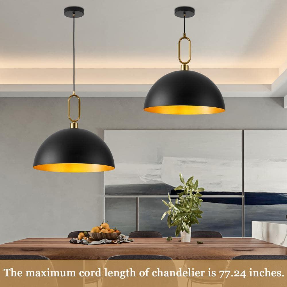 Large Pendant Light Black and Gold Dome Pendant Light Fixtures 17.71” Industrial Hanging Lamp Modern Farmhouse Dome Chandelier Pendant Lighting for Kitchen Island Hallway Dining Room Entryway Foyer