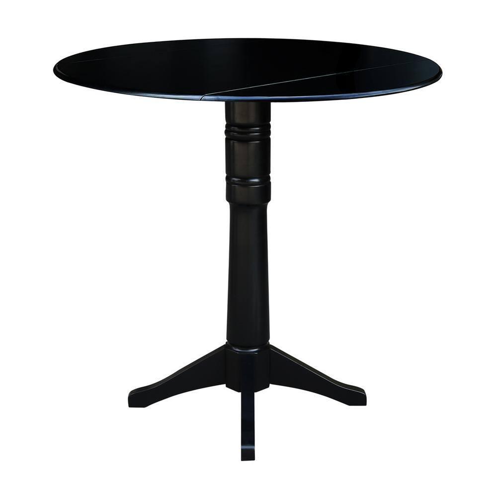42.3" Sandon Bar Height Round Dual Drop Leaf Dining Table Black - International Concepts