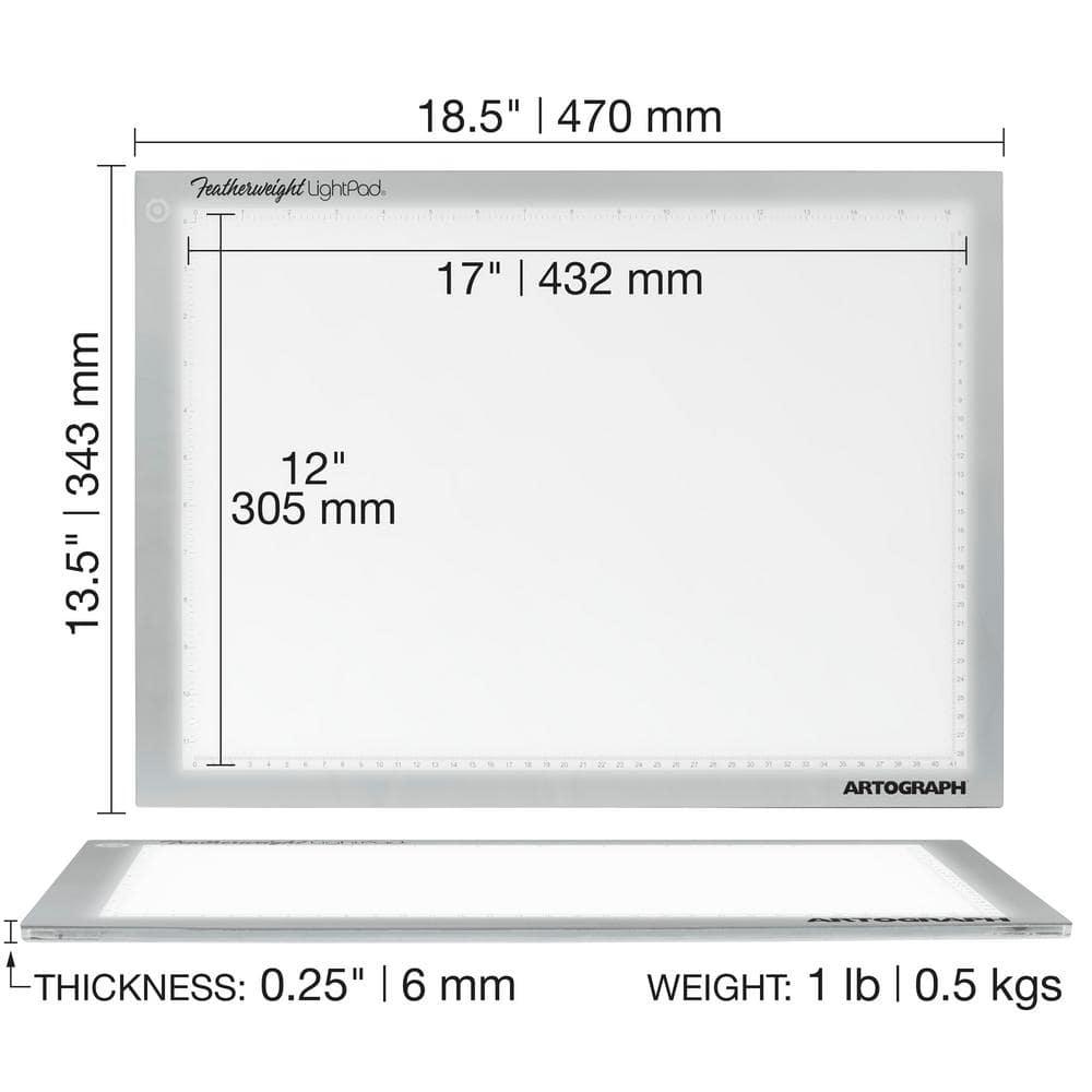 Artograph Featherweight Ultra Thin Lightpad, 12" x 17" Dimmable Slim LED Lightbox Drawing Board for Tracing, Crafting, and Drafting