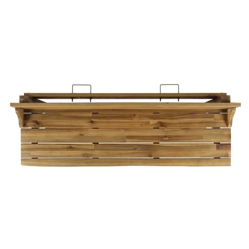 Noble House Caribbean Outdoor Natural Acacia Wood Balcony Bar Table