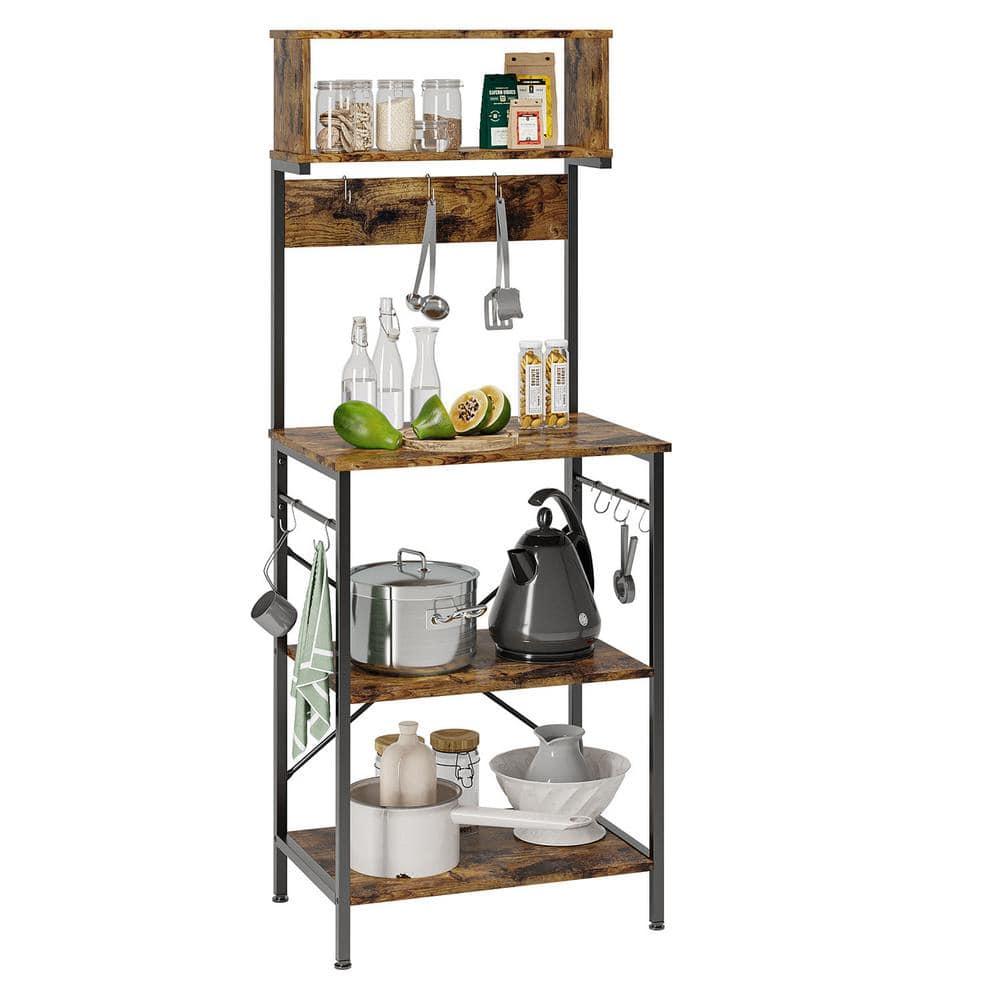 Bestier 5 Tier Microwave Stand, Coffee Bar Table with Storage for Small Space Kitchen 24in brown