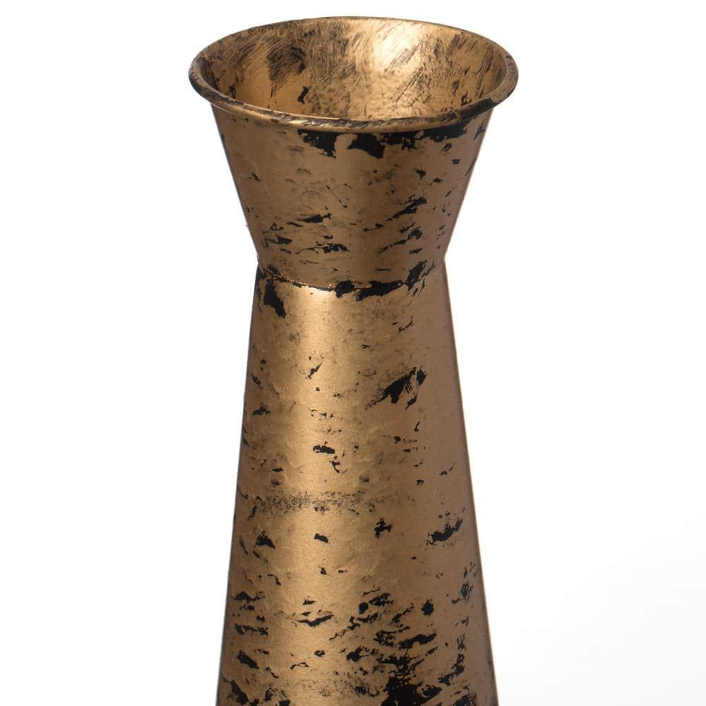Medium Gold Brushed Metal Decorative Floor Vase