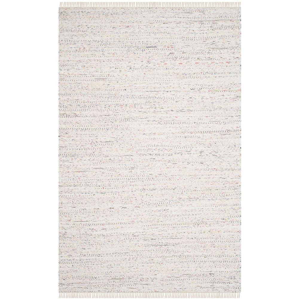 Rag Rug RAR121 Hand Woven Indoor Area Rug - 6'x9' - Ivory/Multi - Safavieh