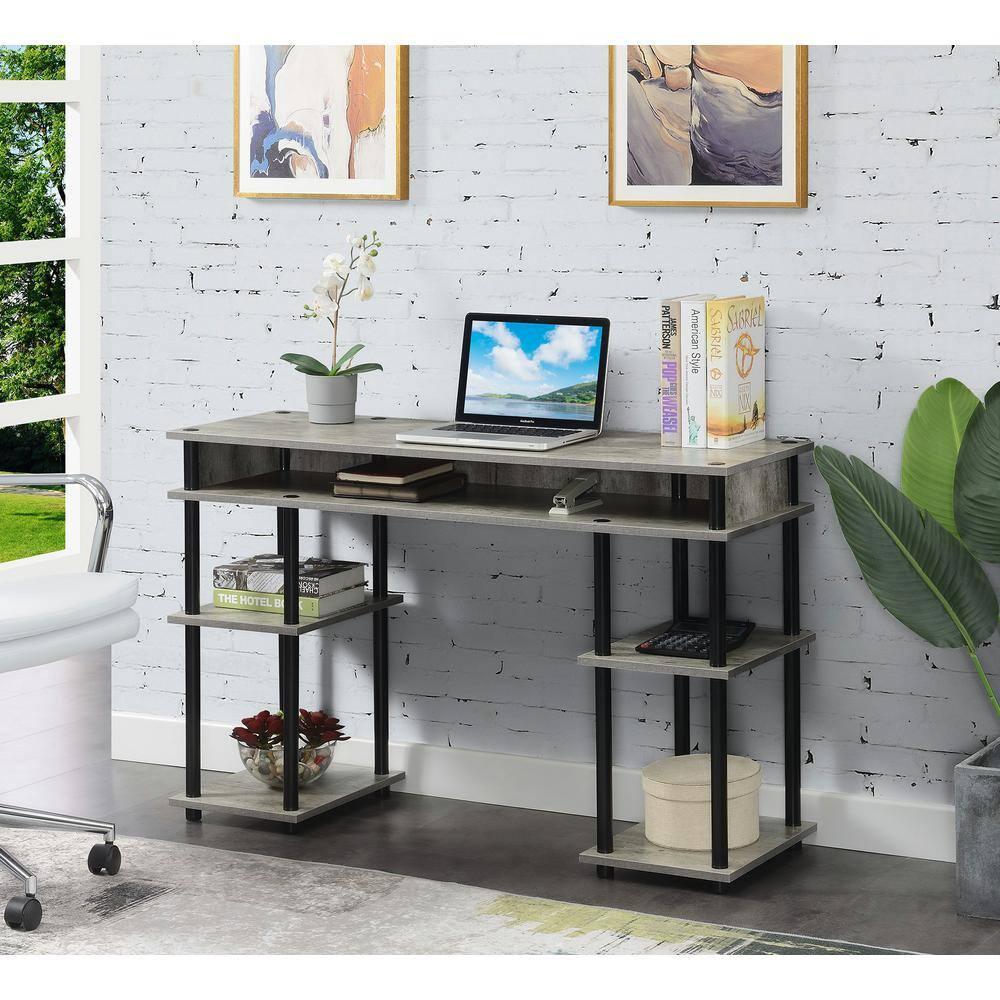 Convenience Concepts Designs2Go 30" Tall No Tools Student Desk with Shelves, Faux Birch/Black