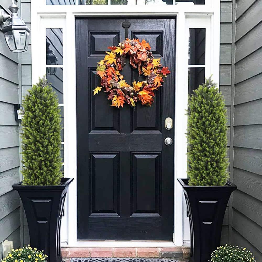 4ft Artificial Cedar Topiary Trees 2 Pack, Beautiful Realistic Artificial Plants for Outdoor, UV Protection Potted Plants Artificial Shrubs for Outdoor, Indoor, Office, Front Porch Decor.