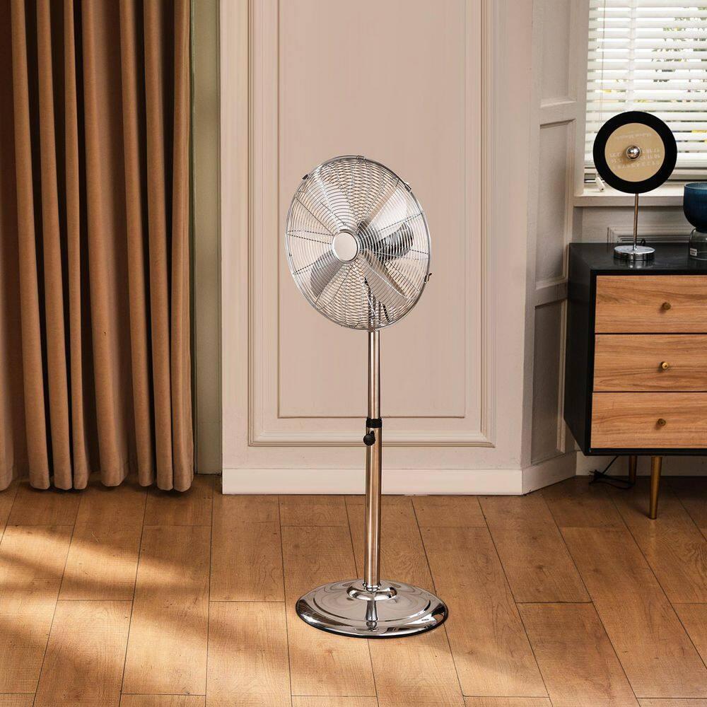 Vevor GYLSFS16INCH0LFIYV1 16 in. 3-Speed Industrial Pedestal Fan Oscillating Height Adjustable - Silver