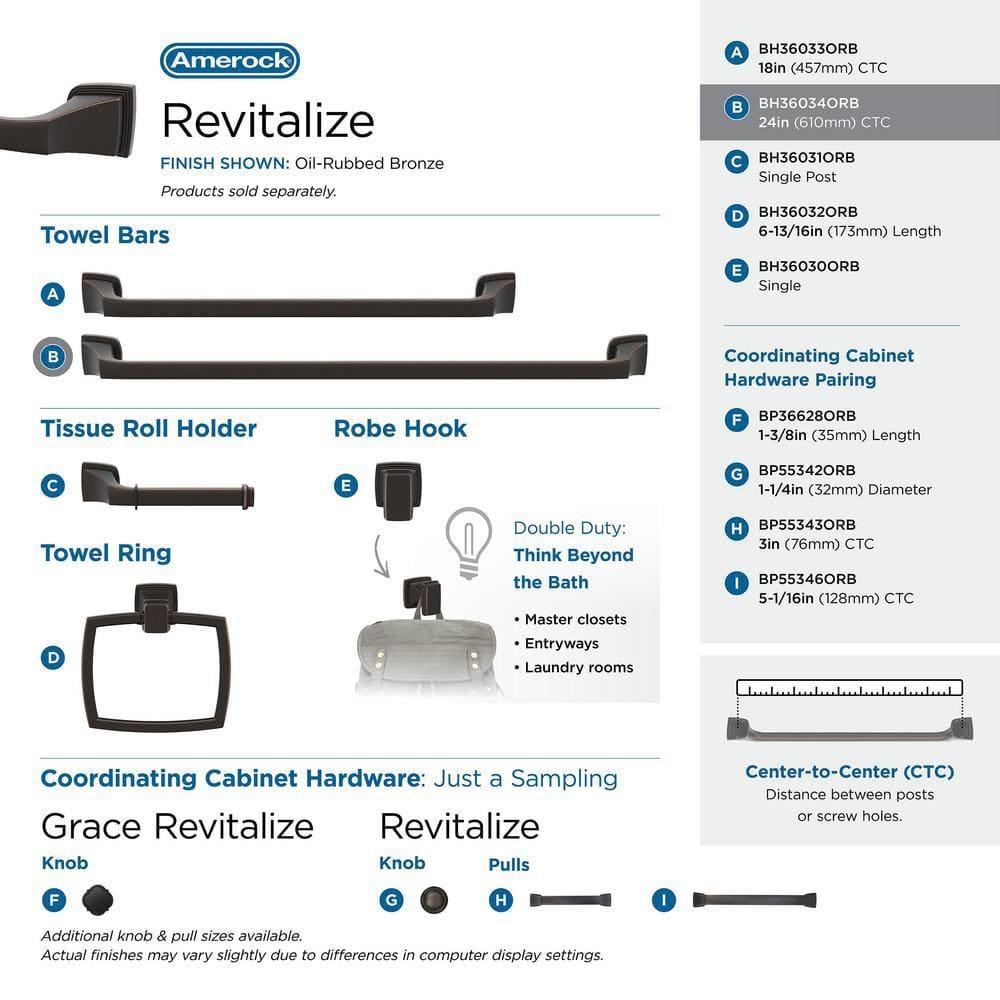 Amerock Revitalize Oil-Rubbed Bronze 24 inch (610mm) Towel Bar
