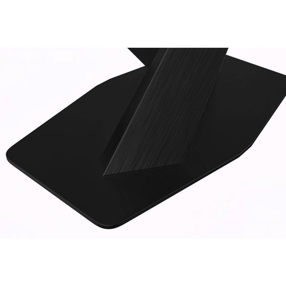 LeisureMod Voren Modern Dining Table with 62" Rectangular Sintered Stone or Glass Wide Tabletop and Black Steel Legs for Home, Kitchen, Dining or Conference Room in White Grey