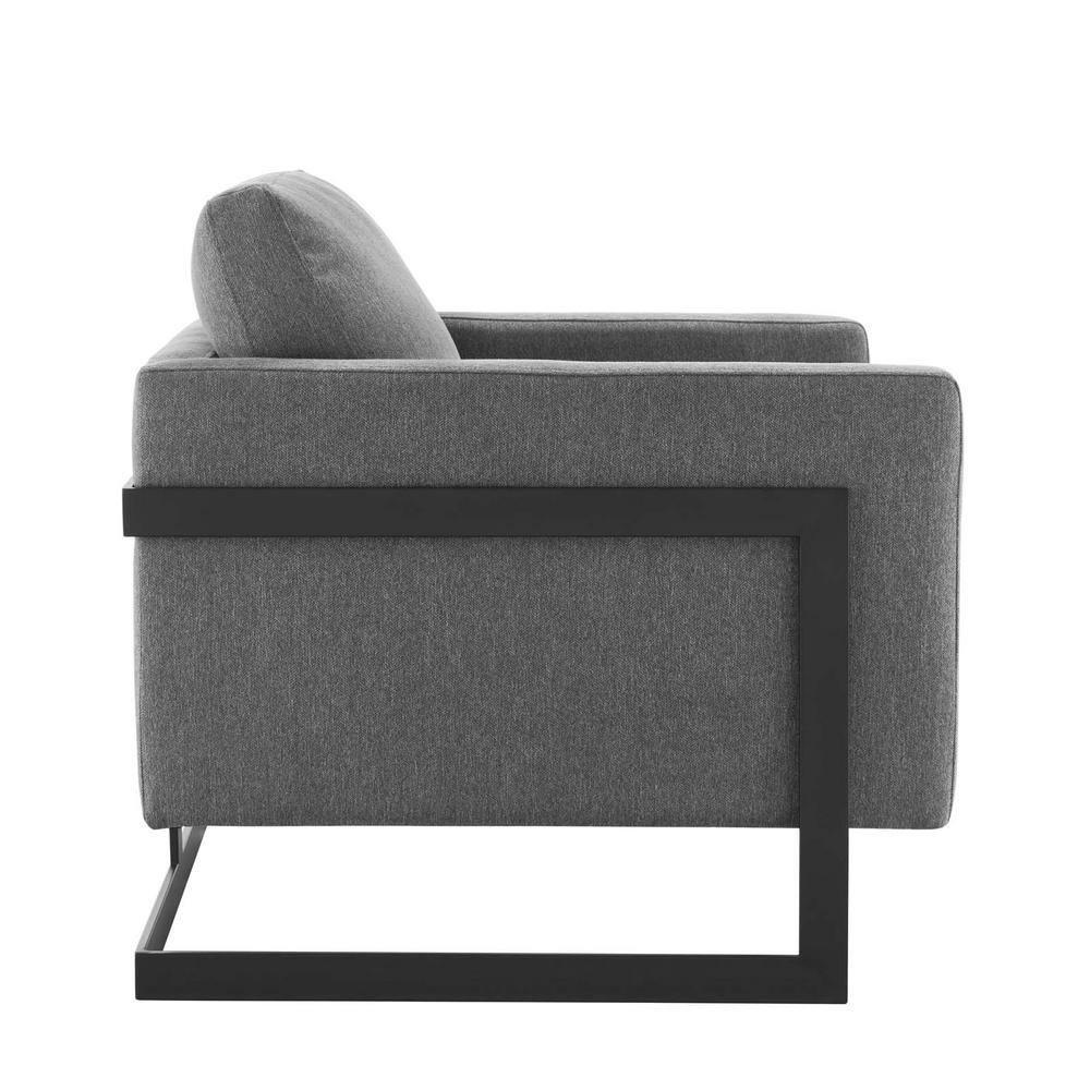 Modway Posse Upholstered Fabric Upholstered Accent Chair in Black and Charcoal