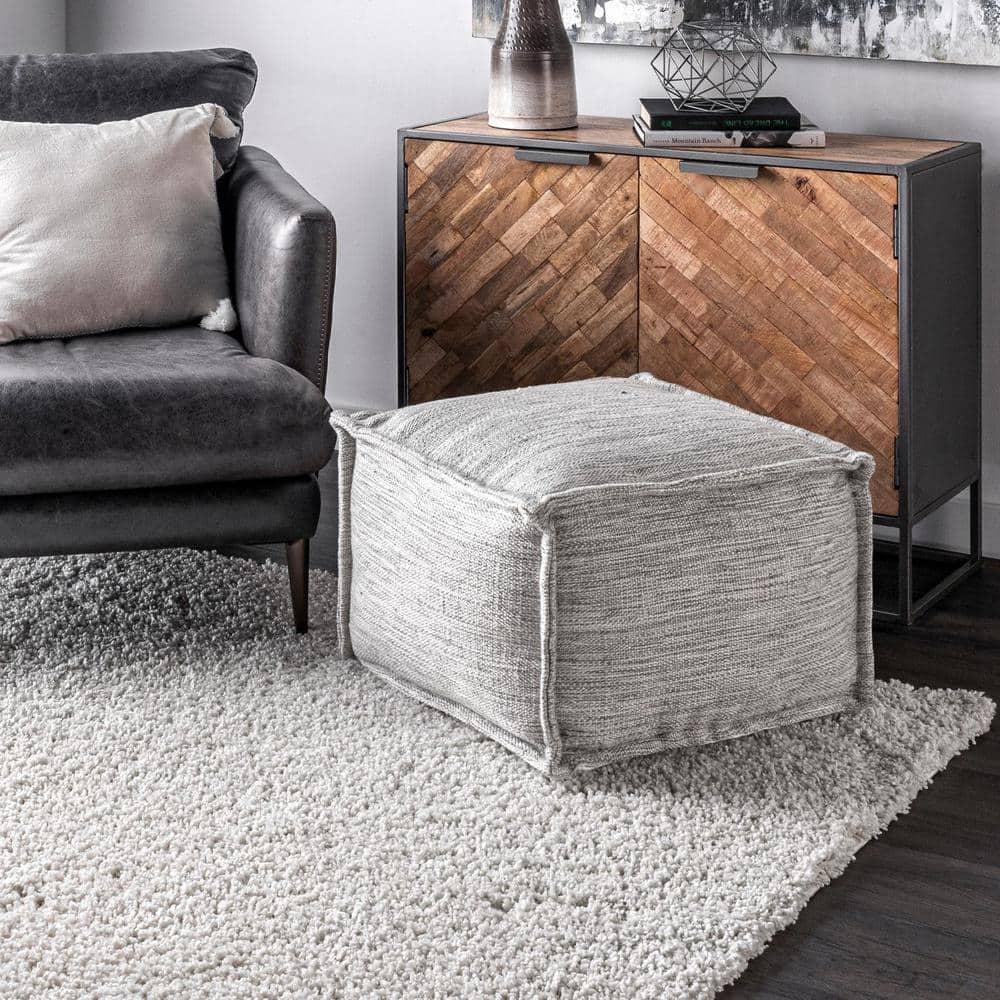 nuLOOM Sofia Casual Flatwoven Solid Indoor/Outdoor Ottoman Pouf