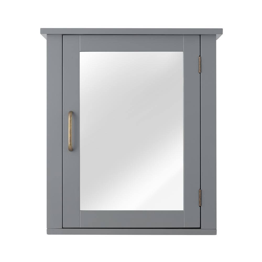 Greyleigh™ Church Strett Removable Wall Medicine Cabinet with Mirrored Door and Adjustable Shelf, Gray Modern Storage for Bathrooms