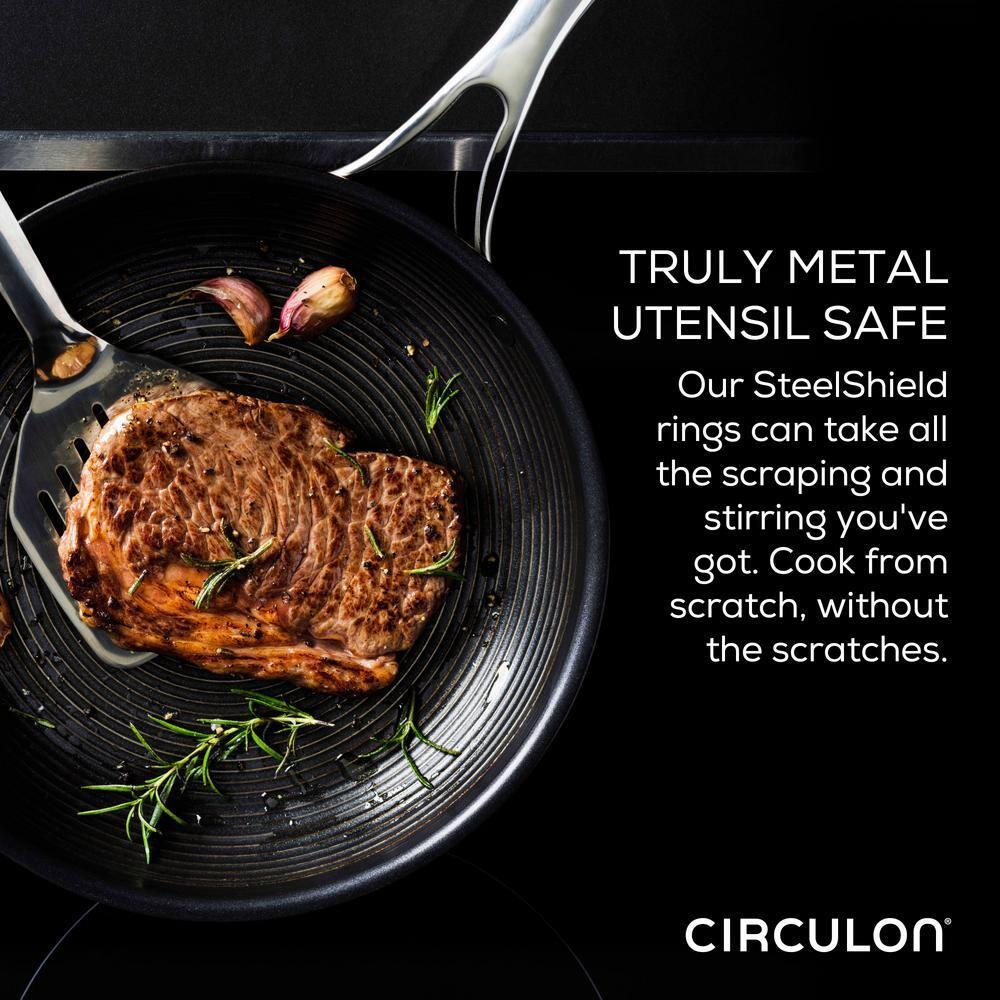 Circulon Clad Stainless Steel Frying Pans with Hybrid SteelShield, 2 Piece, Silver