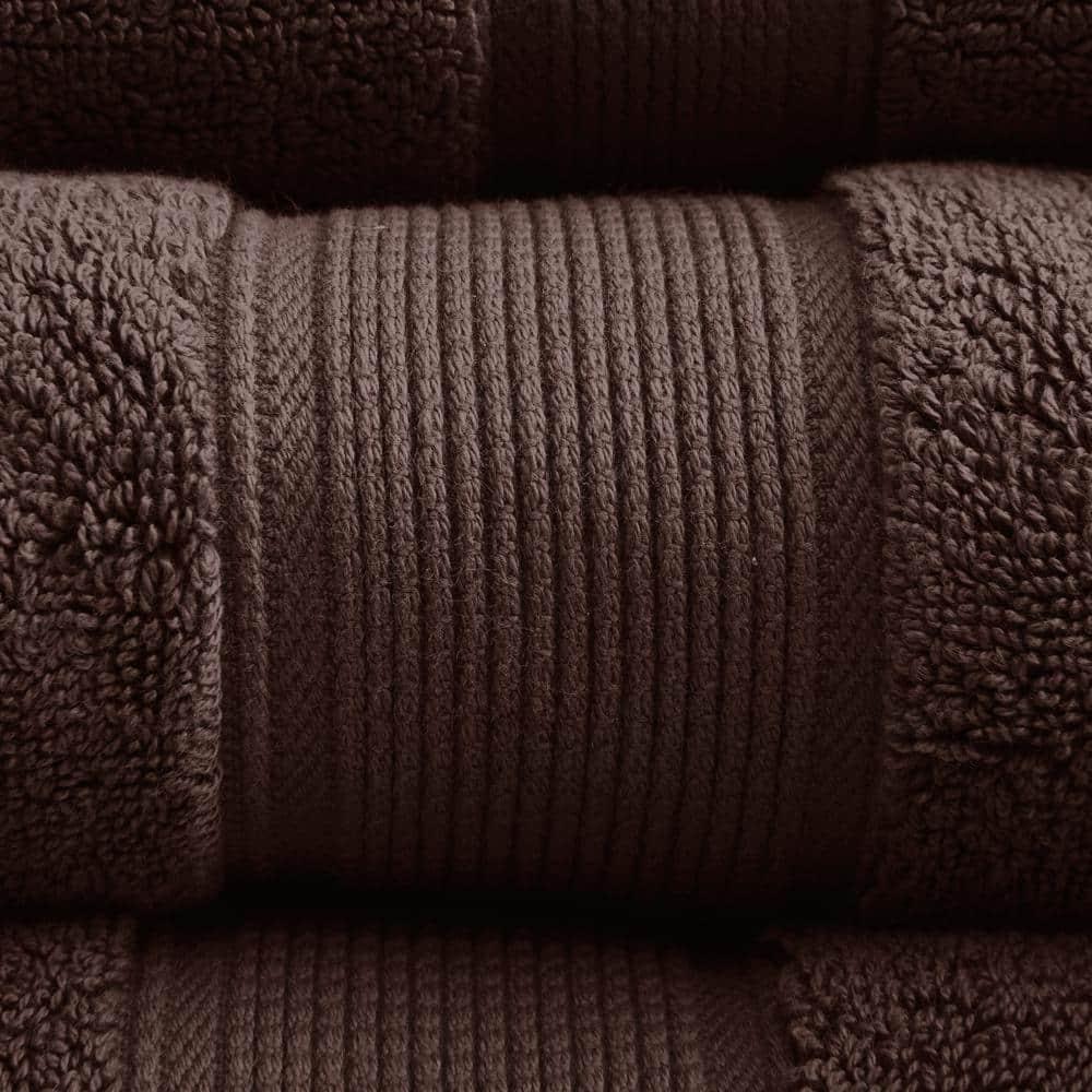 8pc Cotton Bath Towel Set Brown: Madison Park, Heavyweight Terry, OEKO-TEX Certified